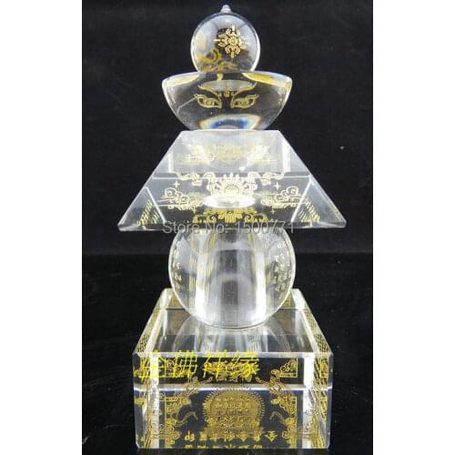 Buddha tower/Tathagata heart secret treasure trunk body relic/ India tower 5 * 5 white crystal 12cm high five Tashelita
