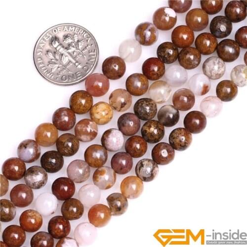 6mm 8mm AA Grade Round Natural Brown Aqua Nueva Agates Beads DIY Loose Beads For Jewelry Making Strand 15 Inch Wholesale