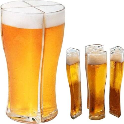 Four-in-one creative beer glass quarter glass party party birthday splicing wine glass kitchen bar tool accessories supplies