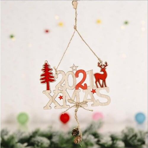 2020 Letter Wooden Pendant Christmas Creative Tree Door Hanging pendant Decorate
