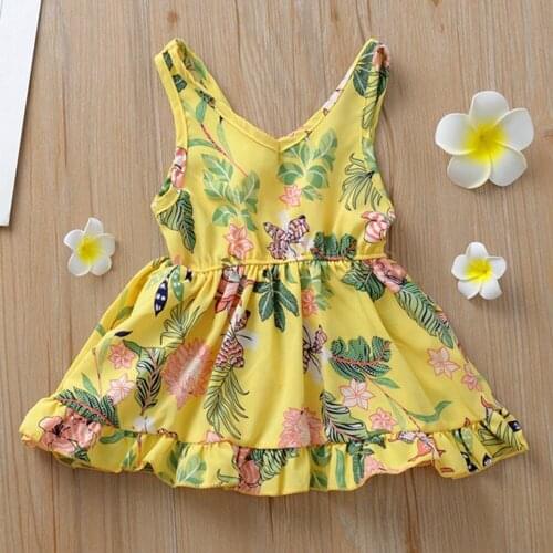 AmyaBaby Girls Costumes Kids Floral Dress Summer 2020 Sleeveless V-Neck 1st Birthday Baby Girl Dresses Infant Clothing