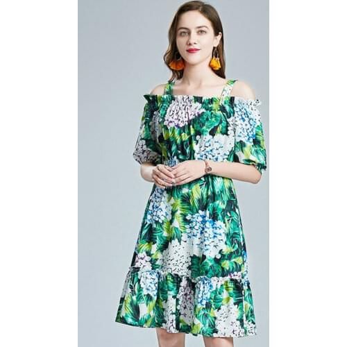 HAMALIEL Green Summer Dresses