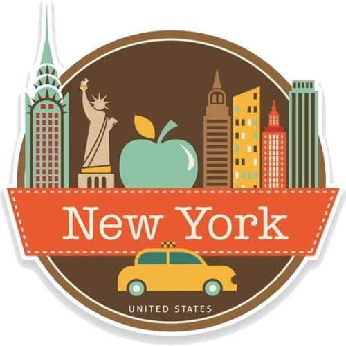 Creative Car Sticker New York USA Travel Gift Motorcycle Decal Window Vinyl Cover Scratches Waterproof PVC 15.2cm X 14.9cm