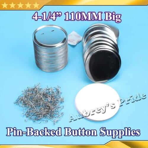 100 Sets 4-1/4" 110mm Pin Back Metal Pinback Button Supply Materials for Professional All Steel Badge Button Maker