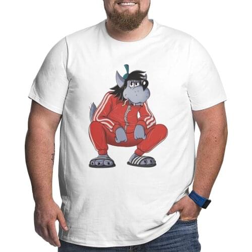 Men T-Shirt Nu Pogodi Tracksuit Squat Wolf Cotton Big Tall Tees Russian T Shirt Fun Clothes Plus Size Big Size Large 4XL 5XL 6XL