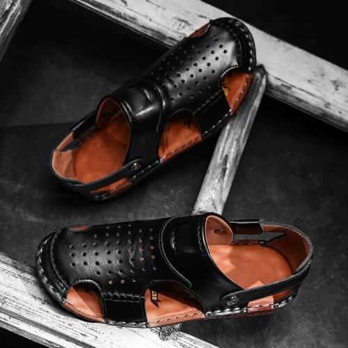 Summer Slippers Massage Summer Leather Shoes Zapato Hombre Verano Zomer Schoenen Mannen Mens Breathable Slippers Men