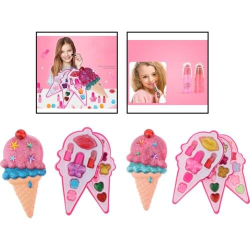 Girls Makeup Kit Eyeshadows Lipstick Nail Polish Brush Hairclip Cosmetics Set