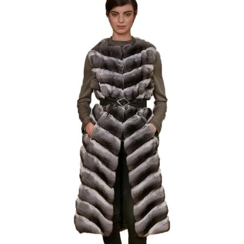 CNEGOVIK Long Fur Jacket Women Real Rex Rabbit Fur Vest Autumn Winter Warm Fashion Waistcoat