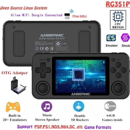 NEW RG351P ANBERNIC Retro Game Console RK3326 Linux System PC Shell PS1 Game Player Portable Pocket RG351 Handheld Game Console