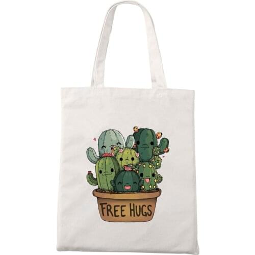 Newest Green Plants Succulents Cactus Printed Tote Bag For Women Casual Tote Fashion Shopping Bag Beach Bags Ladies Shoulder Bag