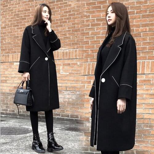 Autumn Winter Padded Woolen Coat Women Large Size Korean Jacket Loose Female Winter Temperament Long Warm Abrigos mujer f2520
