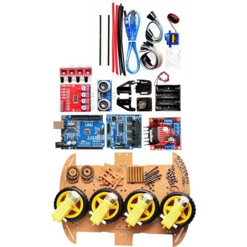 Power Module 4-Wheel Smart Robot Car Chassis Kits HC-SR04 Sonic Tracking Module DIY Tool Compatible For Arduino Module