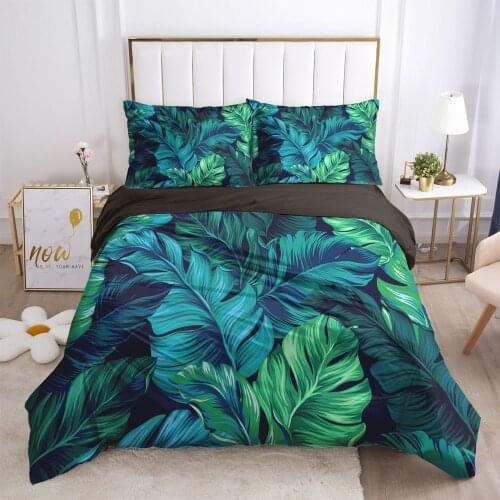 Nordic style duvet cover set sheet family euro 2.0 1.5 for home bed linen Bedding set 3D luxury Bed set 70x70 black leaf