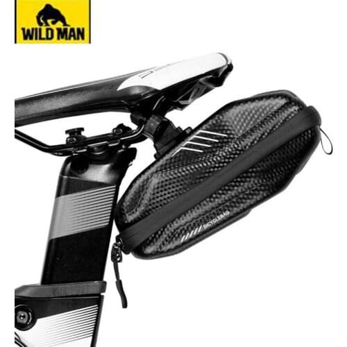 WILD MAN Hard shell Bicycle Saddle Bag Waterproof Cycling Seat Storage Bag Pouch Panniers Bike Rear Tail Tool Reflective Access