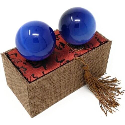 Tiger Eye Baoding Gemstone Quartz Chinese Health Stress Exercise Balls (Blue) size 35~38mm no box