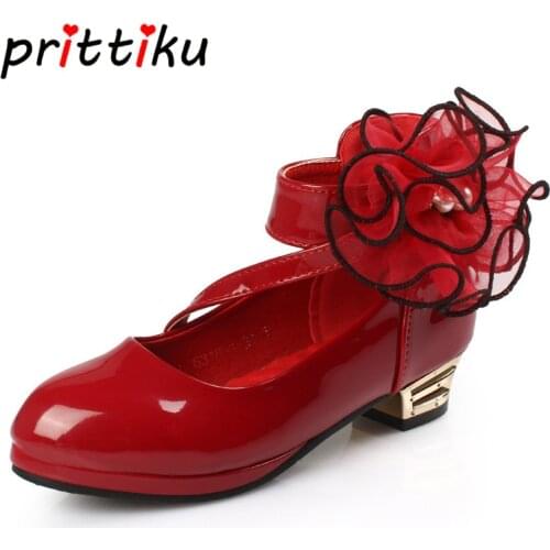 Toddler Girl PU Leather Flats Little Kid Latin Dancing Mary Jane Heeled Pumps Big Child School Princess Wedding Party Dress Shoe