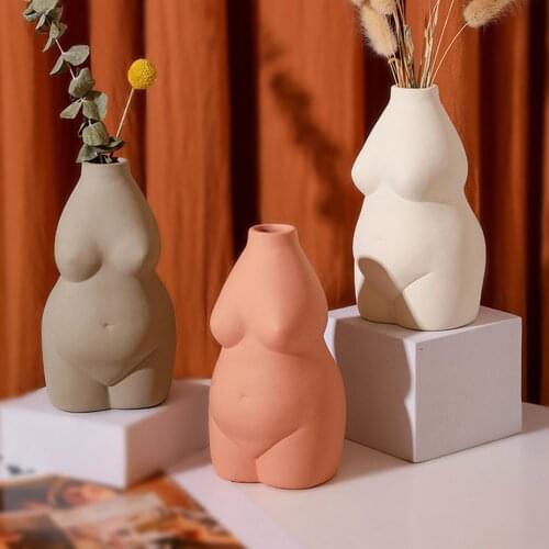 Resin Body Art Design Flower Vase Nude Female Sculpture Fridge Magnets Potted Flower Vase Creative home decor Ornamental