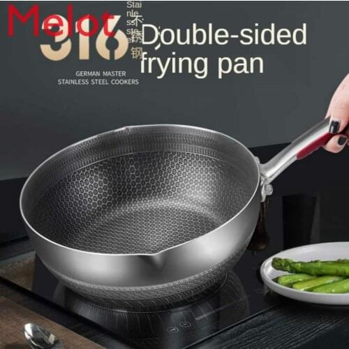 Snow Pans 316 Stainless Steel Non Stick Pan Frying Cooking Multi-purpose Auxiliary Food Pot Household Small Wok Cookware