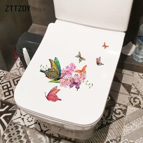 ZTTZDY 20.1CM×24.8CM Flying Butterflies Home Wall Decoration Accessories Bathroom Toilet Stickers T2-0959