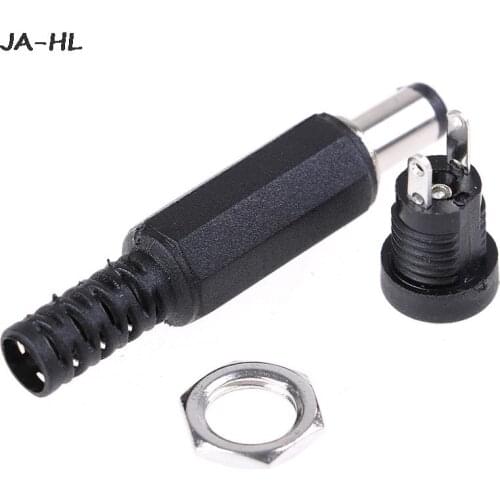 1Pair DC Female +Male Plug Jack Socket Adapter DC Power Supply Panel Mount Connector