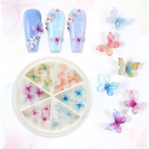 18 Pcs Butterfly Mixed Style 3D Rhinestones For Nail Art Decorations UV Gel Polish Charms Accesoires Nails Supplies Set RK140135