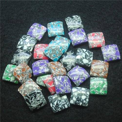 20PCS New Resin Cabochons Square Shape Size 10MM 12MM 14MM16MM 18MM 20MM DIY BEADS Accessories Mix Color By Randoms