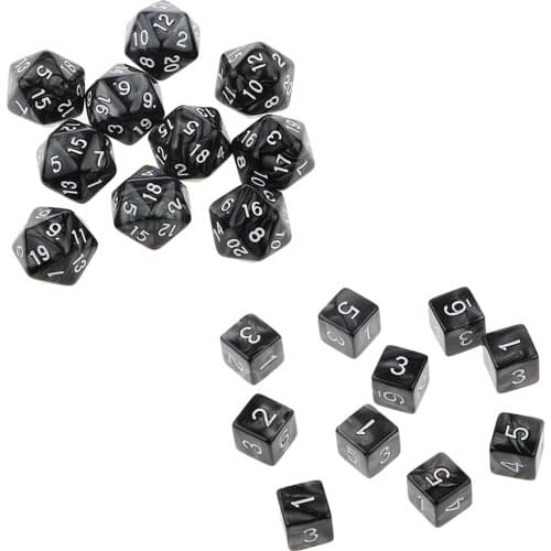 20Pcs/Pack Polyhedral D20 D6 Dices for Dungeons & Dragons TRPG DND MTG Party Fun Toy - Great Gift for Kids & Children
