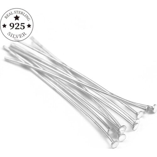 925 Sterling Silver Findings T-Shaped Flat Head Pins 15 20 25 30 40 mm Eye Headpins For Jewelry Making DIY Supplies