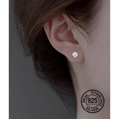 925 Sterling Silver Earrings For Women Wool Ball Geometric Knot Fashion Retro Design Simple Girl Gifts Wedding Jewelry INEFFA