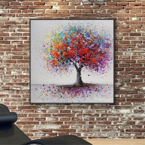 Abstract Colorful Trees Oil Painting 100% Hand Painted On Canvas Modern New Decorative Handmade Wall Art For Home Decoration