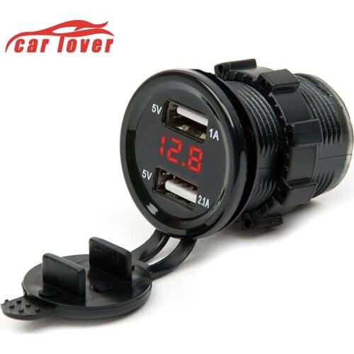 Dual USB Motorcycle Cigarette Lighter Car Cigarette Lighter Charger Socket Charger LED Digital Voltmeter Meter Monitor 3 Colors