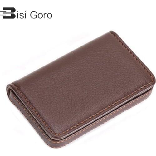 BISI GORO 2021 PU Leather Fashion Card Case Business Credit Card Holder Magnet Name Card Holder Large Capacity Classic Card Box