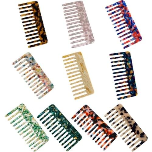 Cellulose Acetate Massage Hair Comb Marble Stone Leopard Rectangle Hairbrush