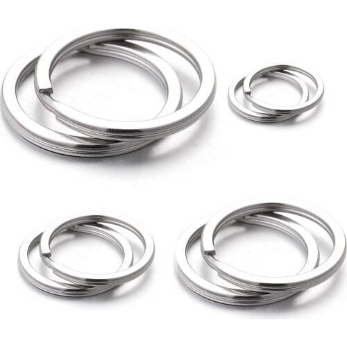 10pcs Lot Stainless Steel Key Chains Ring Luxury Car Keychain Accessories Round Split Cute Men Diy Purse Bulk Making Supplies