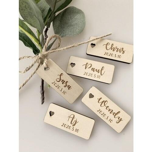 Custom Name and Date Wooden Sign Tag Crafts Supplies Laser Wood Wedding Party Table Decoration DIY Little Gift Accessories