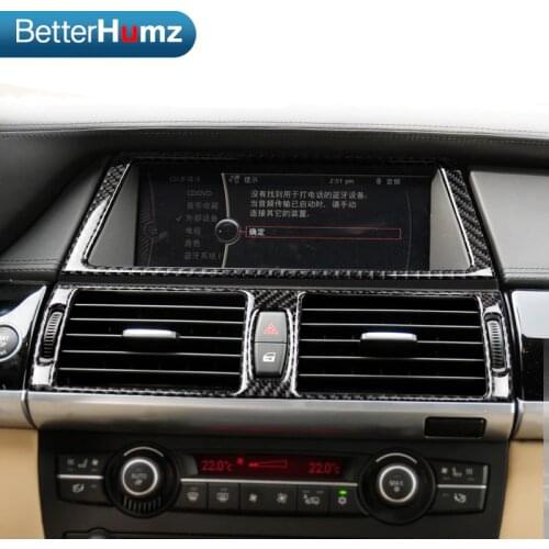 For BMW e70 e71 X5 X6 Carbon Fiber Car Interior Navigation Control Panel air conditioner outlet Decorative Frame Cover Trim Hot