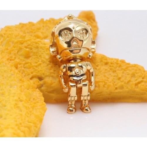 925 Sterling Silver Wars co-branded C3-PO robot shine series charm Fit Original Bracelet Necklace DIY Jewelry
