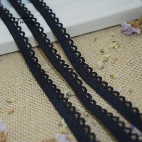 #283 Solid Pure Black Elastic Bands Stretch Lace Edge 8yards/lot Trim Underwear pant Kids Hair Tie Use Spandex Rubber Bands