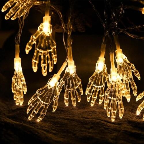 String Light Battery Operated Reusable Plastic Skeleton Hands Halloween LED Night Lights Christmas Holiday Decoration