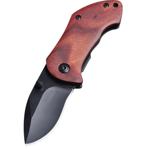 Hot Sales Mini Pocket Folding Hunting Knife Tactical Survival Knives 440C Blade Steel Red Wood Handle Outdoor Multi Tools