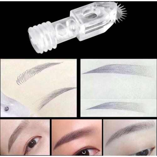 Microblading Needles Roller Pin 5Pcs Fog Eyebrow Permanent Makeup 3D Embroidery Coloring Shading Blades Easy to Color Manual Pen