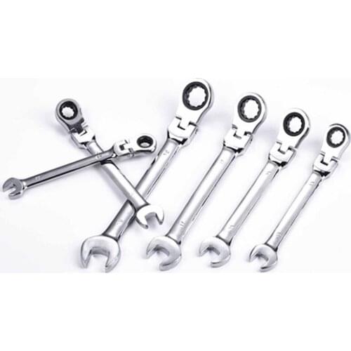 8-19mm Wrench Compact Adjustable Head 180-degree Rotary Professional 72-tooth Ratchet Spanner for Vehicle Maintenance Tools