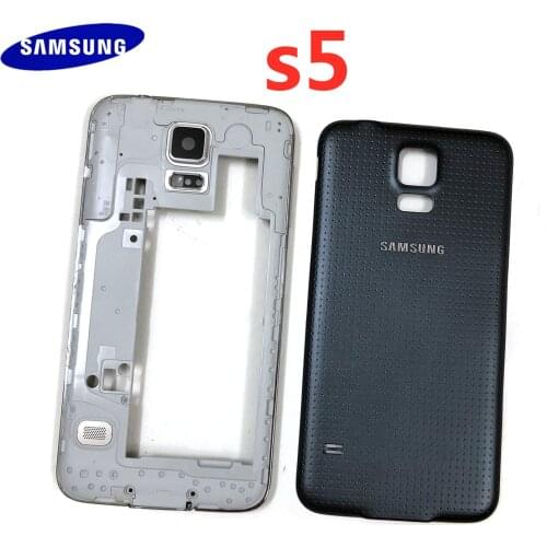 Original For Samsung Galaxy S5 i9600 G900F G900T G900V G900A Housing Middle Frame Bezel+Battery Back Cover