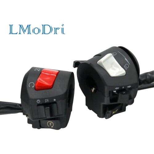 LMoDri Motorcycle Handle Bar Left Right Switches Horn Turn Signal Headlight Fog Light Electric Start Handlebar Controller Switch