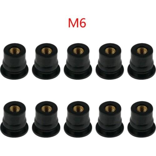 M4/M5/M6 Rubber Well Nuts Blind Fastener Windscreen Windshield Fairing Cowl 10pcs brass nut with rubber sleeve