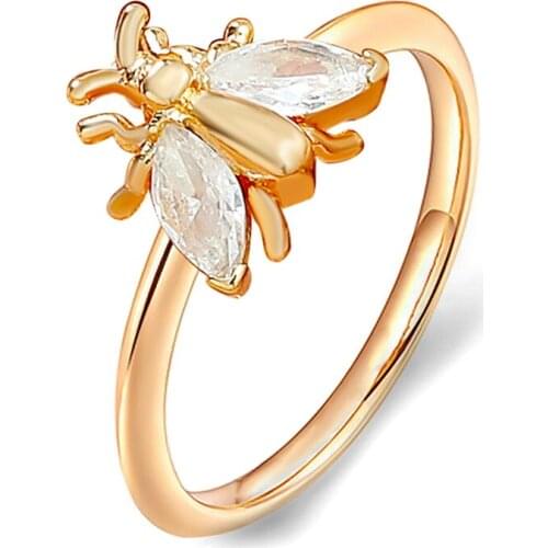 Trendy Metal Animal Rings Womens Ethnic Zircon Copper Bees Bridal Golden New 2021 Alloy Rings Jewelry For Girls Party