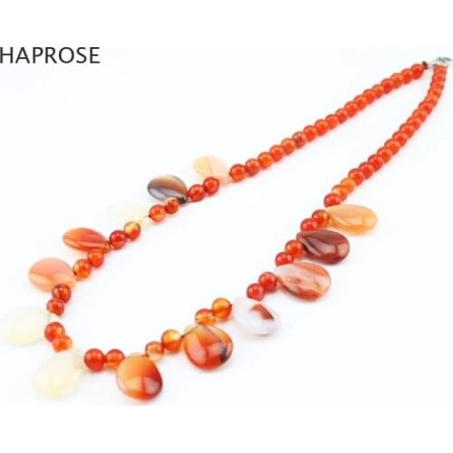 HAPROSE Fashion boutique jewelry agate necklace multicolor round square agate pendant lobster clasp necklace gift free shipping