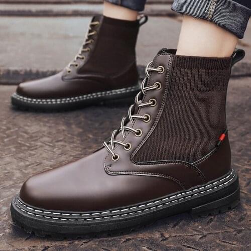 BOOTS leather man punk boty vesonal heels Winter boot shoes for ANKLE hombre mens ankle vintage MEN heel dress men home mens