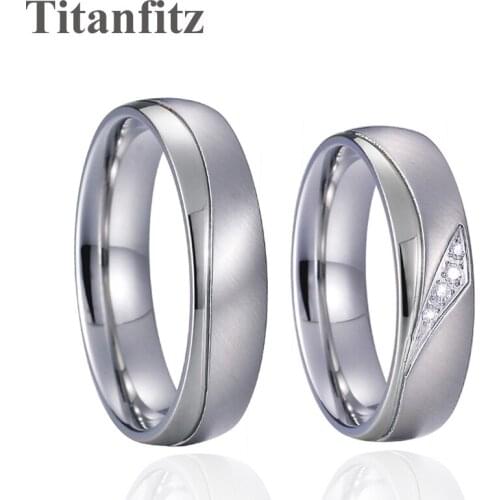 High Quality silver color titanium wedding rings set for couple LOVE promise marriage finger rings for men and women