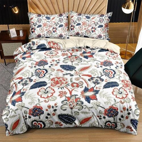 Floral Duvet Cover Set Bed Linens Flowers Bohemian,Indian Design Quilt/Comforter Covers Bedding Sets King Queen Full Bedspreads